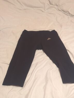 adidas Black Capri Leggings with Silver Logo